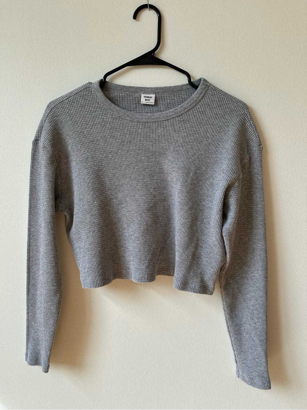 Sunday Best Gray Ribbed Crewneck Sweater